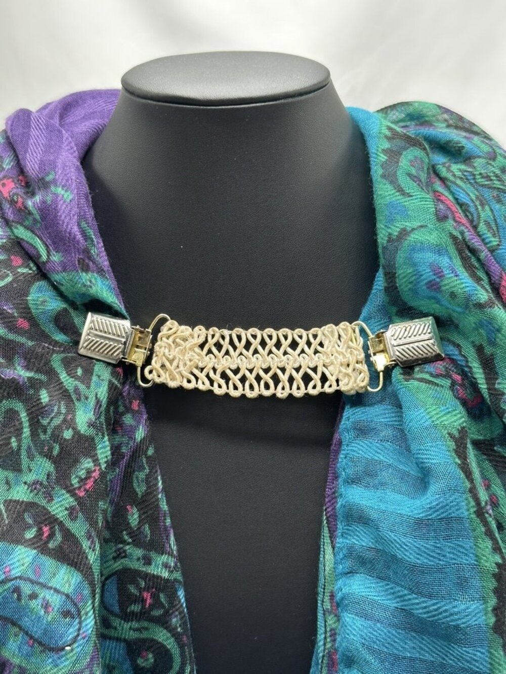 Vintage Woven Clip For Cardigan Sweaters, Shoulder Shawls, Collar And Scarf